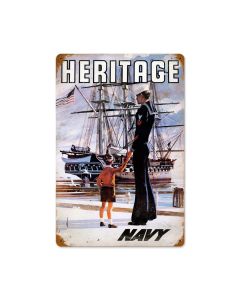 Navy Heritage Vintage Sign, Military, Metal Sign, Wall Art, 12 X 18 Inches