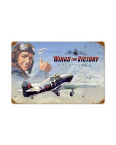 Wings For Victory Vintage Sign, Aviation, Metal Sign, Wall Art, 18 X 12 Inches