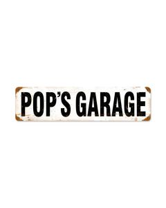 Pop'S Garage Vintage Sign, Transportation, Metal Sign, Wall Art, 5 X 20 Inches