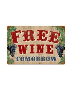 Free Wine Vintage Sign, Bar and Alcohol , Metal Sign, Wall Art, 18 X 12 Inches