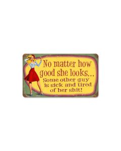 How Good She Looks Vintage Sign, Oil & Petro, Metal Sign, Wall Art, 8 X 14 Inches