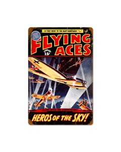 Flying Aces Vintage Sign, Aviation, Metal Sign, Wall Art, 18 X 12 Inches