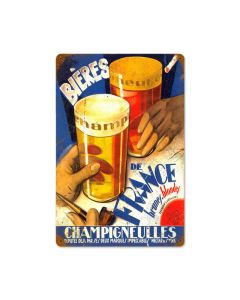 Beers Of France Vintage Sign, Man Cave, Metal Sign, Wall Art, 18 X 12 Inches