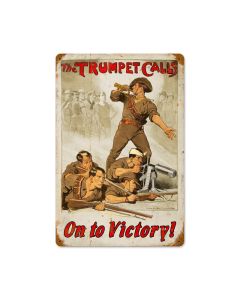 Trumpet Calls Vintage Sign, Military, Metal Sign, Wall Art, 18 X 12 Inches