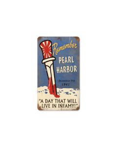Remember Pearl Harbor Vintage Sign, Military, Metal Sign, Wall Art, 8 X 14 Inches