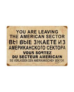 American Sector Vintage Sign, Military, Metal Sign, Wall Art, 24 X 16 Inches