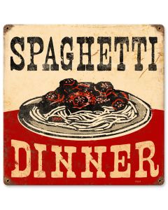Spaghetti Dinner Vintage Sign, Food & Drink, Metal Sign, Wall Art, 12 X 12 Inches