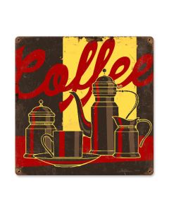 Coffee Vintage Sign, Oil & Petro, Metal Sign, Wall Art, 12 X 12 Inches