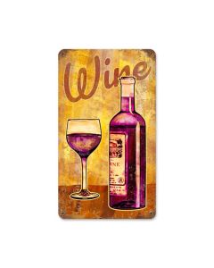 Wine Glass Vintage Sign, Bar and Alcohol , Metal Sign, Wall Art, 8 X 14 Inches