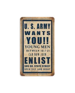 Army Wants You Vintage Sign, Military, Metal Sign, Wall Art, 8 X 14 Inches