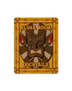 Aloha Room Vintage Sign, Automotive, Metal Sign, Wall Art, 12 X 18 Inches