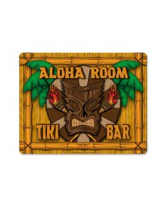 Aloha Room Vintage Sign, Automotive, Metal Sign, Wall Art, 15 X 12 Inches