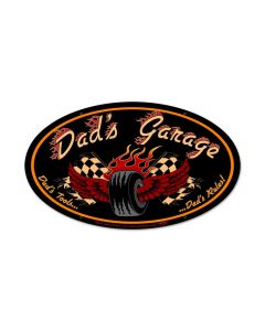 Dad'S Garage Tire Vintage Sign, Automotive, Metal Sign, Wall Art, 24 X 12 Inches