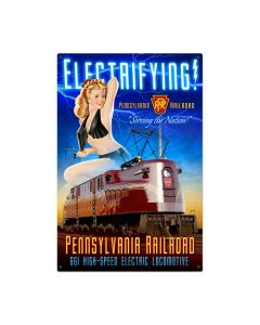 Pennsylvania Electric Vintage Sign, Trains, Metal Sign, Wall Art, 24 X 36 Inches