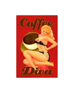 Coffee Diva Vintage Sign, Food & Drink, Metal Sign, Wall Art, 24 X 36 Inches