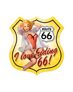 Route 66 Pinup Vintage Sign, Street Signs, Metal Sign, Wall Art, 28 X 28 Inches
