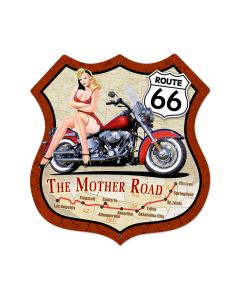 Route 66 Pinup Vintage Sign, Street Signs, Metal Signs, Wall Art, 28 X 28 Inches