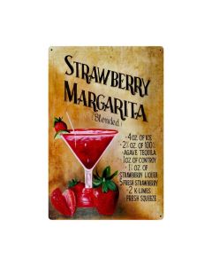 Strawberry Margarita Recipe Vintage Sign, Food & Drink, Metal Sign, Wall Art, 24 X 36 Inches