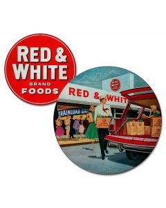 Red & White Brand Foods Vintage Sign