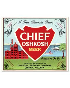 Chief Oshkosh Beer 30 X 24 vintage metal sign