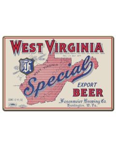 West Virginia Special Export 36 X 24 vintage metal sign