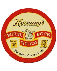 Hornungs White Bock Beer 28 X 28 vintage metal sign