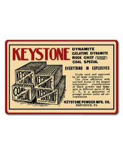 1910 KEYSTONE DYNAMITE Metal Sign 18in X 12in