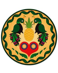 Peacocks and Heart Hex Sign 14 x 14 Round