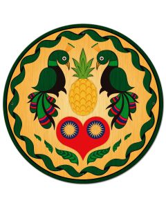 Peacocks and Heart Hex Sign 28 x 28 Round