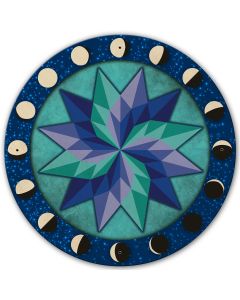 Moon Phases Pinwheel Blue-Green 28 x 28 Round