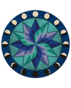 Moon Phases Pinwheel Blue-Green 36 x 36 Custom Shape