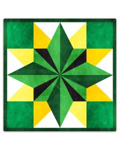 Five Square Quilt Green Yellow 36 x 36 Custom Shape