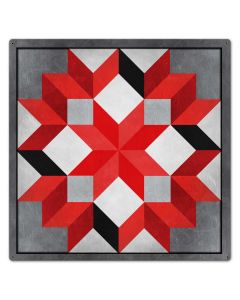 Eight Square Quilt Red Black White 24 x 24 Custom Shape