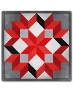 Eight Square Quilt Red Black White 12 x 12 Satin