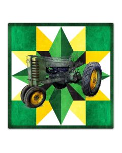 Tractor Quilt Green Yellow 36 x 36 Custom Shape