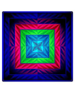 Reverse Triangle Quilt Blue Purple Green 24 x 24 Custom Shape