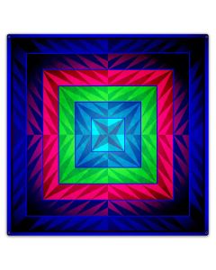 Reverse Triangle Quilt Blue Purple Green 36 x 36 Custom Shape