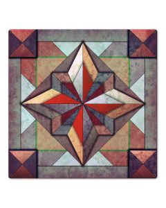 8 Point Quilt Earthtones Red-Brown 24 x 24 Custom Shape