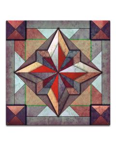 8 Point Quilt Earthtones Red-Brown 18 x 18 Custom Shape