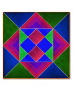 Squares And Triangles Blue-Green 24 x 24 Custom Shape