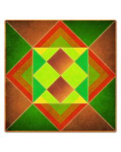 Squares And Triangles Orange-Green Brown 24 x 24 Custom Shape