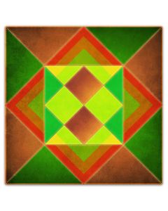 Squares And Triangles Orange-Green Brown 36 x 36 Custom Shape