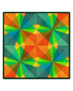 Orange Green Blue Squares Triangles 24 x 24 Custom Shape