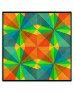Orange Green Blue Squares Triangles 36 x 36 Custom Shape