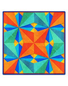 Blue Green Orange Squares Triangles 24 x 24 Custom Shape