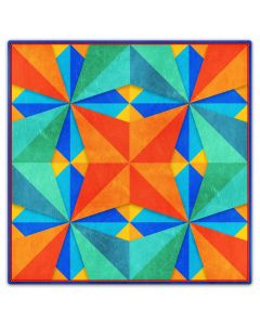 Blue Green Orange Squares Triangles 36 x 36 Custom Shape