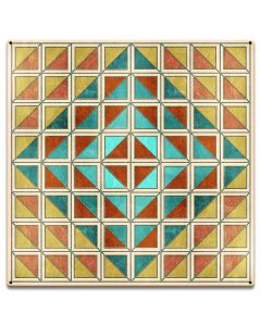 Squares And Triangles Earthtones Quilt 18 x 18 Custom Shape