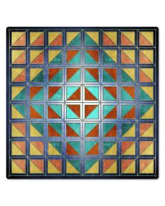 Squares And Triangles Blue Quil 24 x 24 Custom Shape