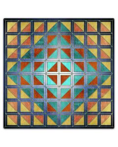 Squares And Triangles Blue Quil 36 x 36 Custom Shape