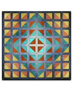 Squares And Triangles Blue Quil 18 x 18 Custom Shape